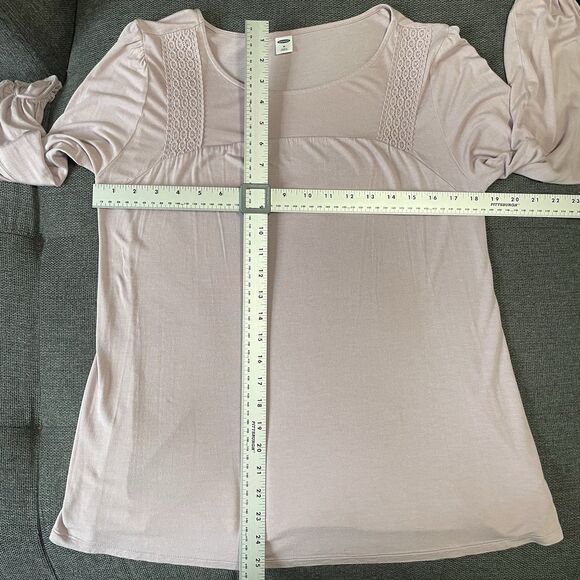 Old Navy Lilac Boho Flowy Blouse Top Crochet Trim 3/4 Sleeve Women's Medium M - Picture 7 of 7